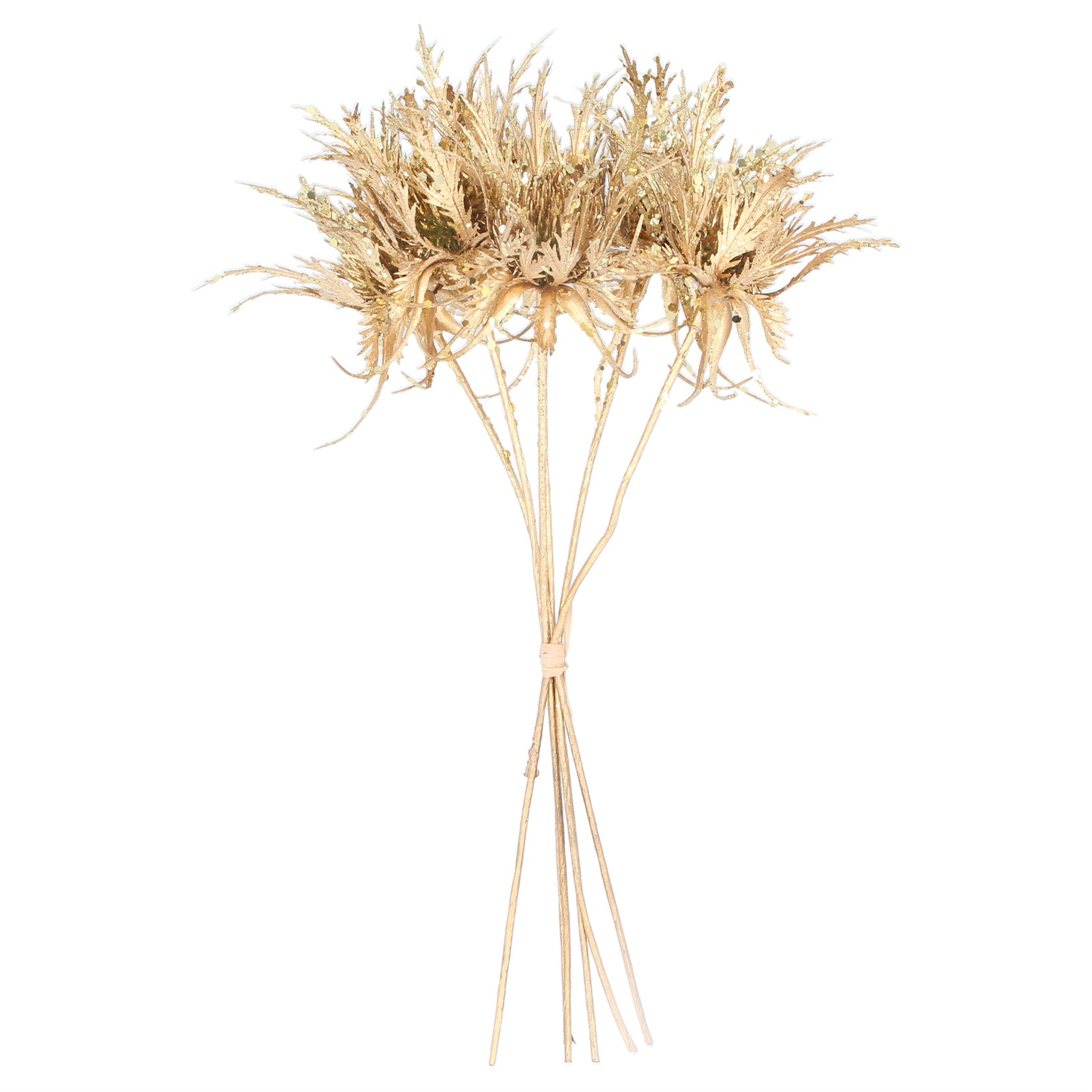 Gold thistle bunch Christmas decoration. By Gisela Graham. The perfect festive addition to your home.